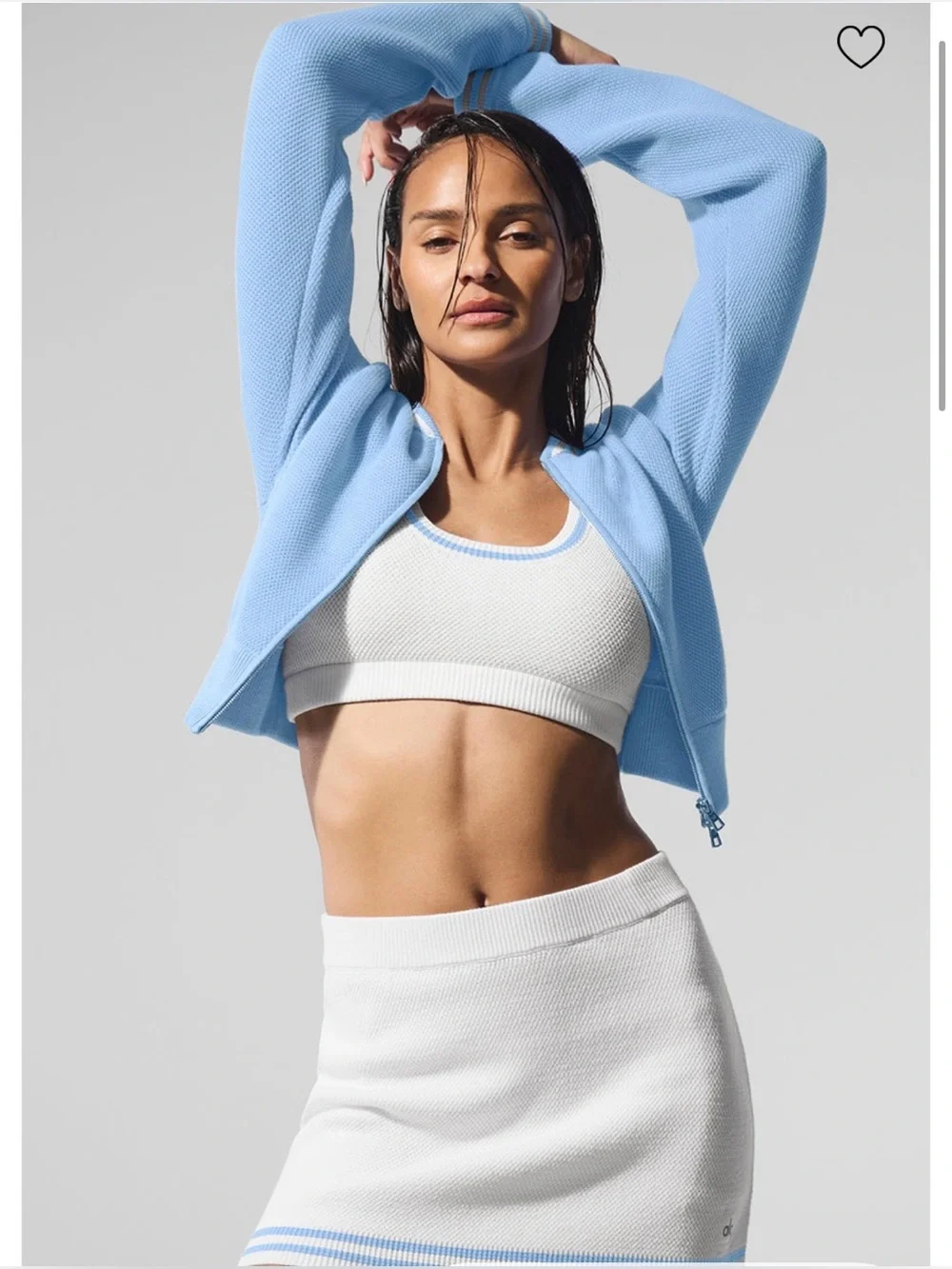 NWOT Alo Yoga Tennis Club Sweater Knit Skirt in White and Blue Size XS